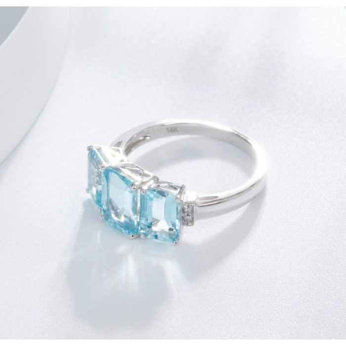 Natural Aquamarine Ring, 925 Sterling Silver, Aquamarine Ring, Engagement Ring, Wedding Ring, Luxury Ring, Ring/Band, Emerald Cut Ring | Save 33% - Rajasthan Living 8