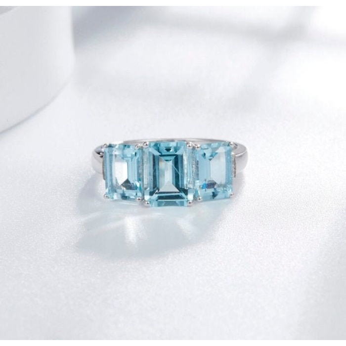 Natural Aquamarine Ring, 925 Sterling Silver, Aquamarine Ring, Engagement Ring, Wedding Ring, Luxury Ring, Ring/Band, Emerald Cut Ring | Save 33% - Rajasthan Living 7