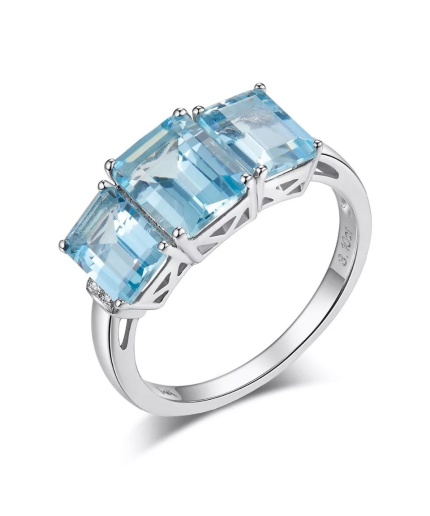 Natural Aquamarine Ring, 925 Sterling Silver, Aquamarine Ring, Engagement Ring, Wedding Ring, Luxury Ring, Ring/Band, Emerald Cut Ring | Save 33% - Rajasthan Living