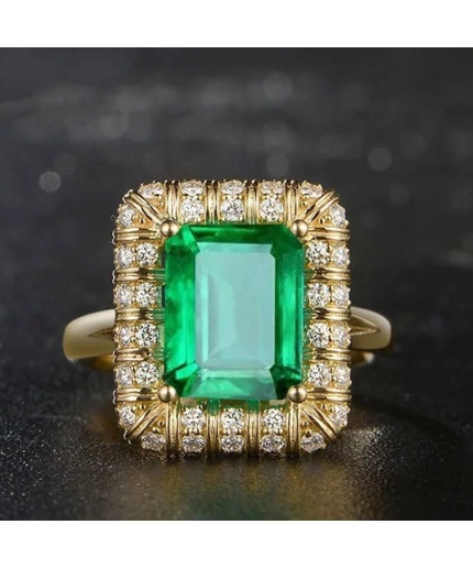 Emerald & Cubic Zirconia Woman Ring, 925 Sterling Silver, Emerald Ring, Statement Ring, Engagement and Wedding Ring, Emerald cut Ring | Save 33% - Rajasthan Living