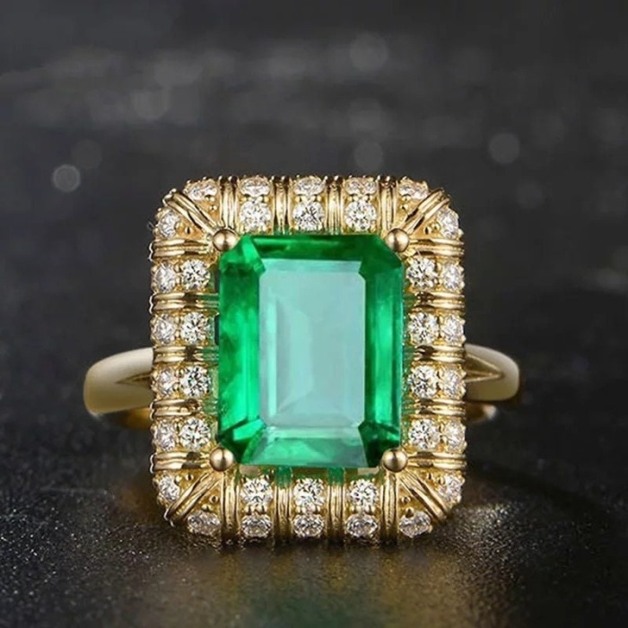 Emerald & Cubic Zirconia Woman Ring, 925 Sterling Silver, Emerald Ring, Statement Ring, Engagement and Wedding Ring, Emerald cut Ring | Save 33% - Rajasthan Living 5