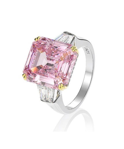 Pink Sapphire Ring, Moissanite Ring, 925 Sterling Silver Woman Ring,Statement Ring,Engagement and Wedding Ring,Luxury Ring, Asscher Cut Ring | Save 33% - Rajasthan Living