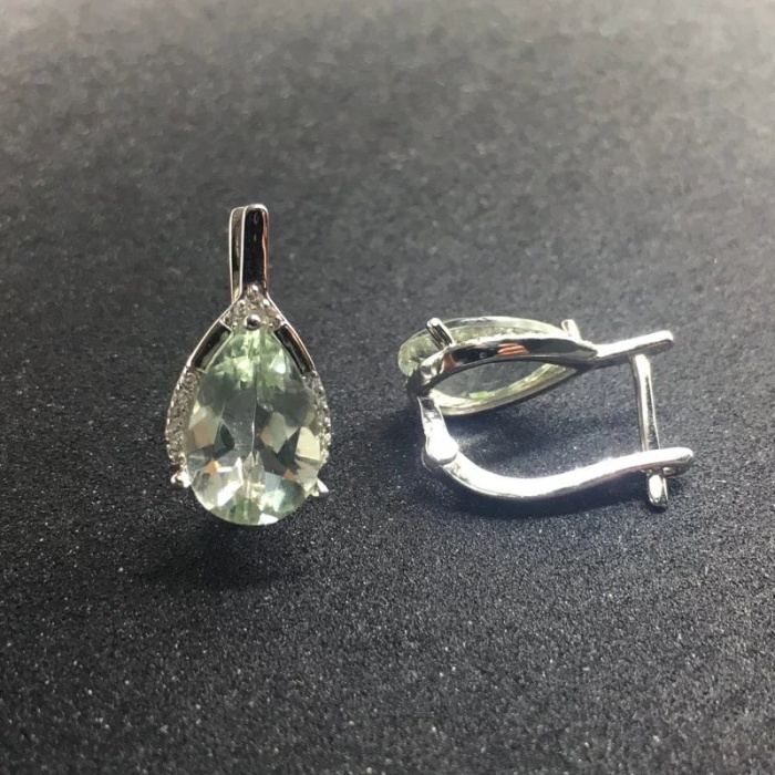 Natural Green Amethyst Drop Earrings, 925 Sterling Silver, Green Amethyst Earrings, Luxury Earrings, Green Amethyst Pear Earrings | Save 33% - Rajasthan Living 8