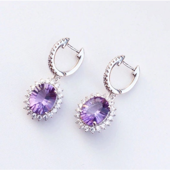 Natural Amethyst Drop Earrings, 925 Sterling SIlver Drop Earrings, Amethyst Earrings, Gold Earrings, Luxury Earrings, Cushion Cut Earrings | Save 33% - Rajasthan Living 5