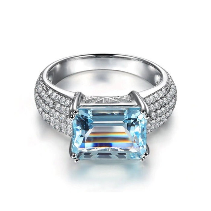 Natural Blue Topaz Ring, 925 Sterling Sliver, Topaz Engagement Ring, Topaz Ring, Wedding Ring, luxury Ring, soliture Ring, Emerald cut Ring | Save 33% - Rajasthan Living 5