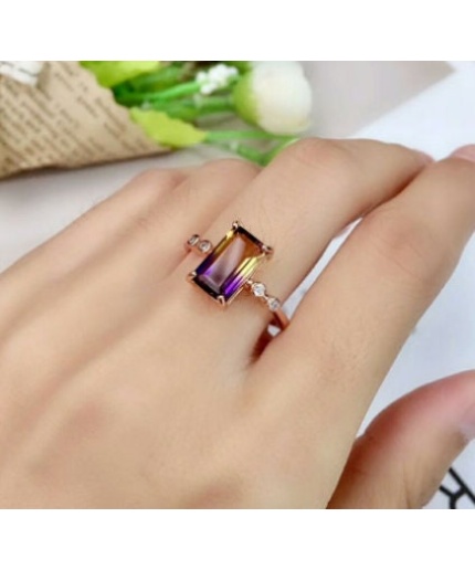 Natural Ametrine Ring, 925 Sterling Silver, Ametrine Engagement Ring, Ametrine Ring, Wedding Ring, Luxury Ring, Ring/Band, Emerald Cut Ring | Save 33% - Rajasthan Living