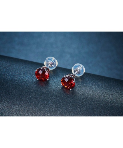 Natural Garnet Stud Earrings, 14k White Gold Stud Earrings, Garnet  Earrings, Gold Earrings, Luxury Earrings, Round Cut Earrings | Save 33% - Rajasthan Living