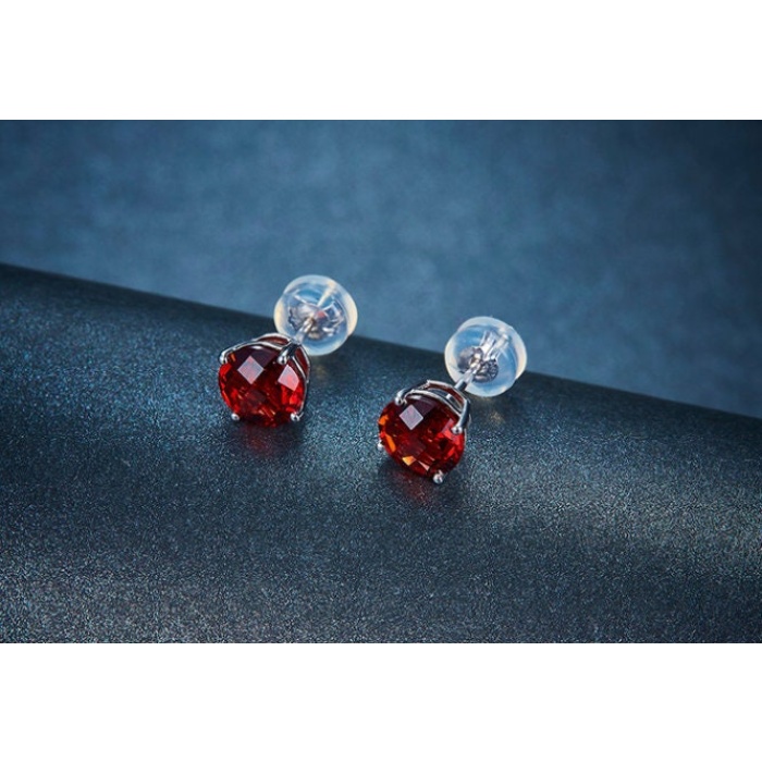 Natural Garnet Stud Earrings, 14k White Gold Stud Earrings, Garnet  Earrings, Gold Earrings, Luxury Earrings, Round Cut Earrings | Save 33% - Rajasthan Living 5