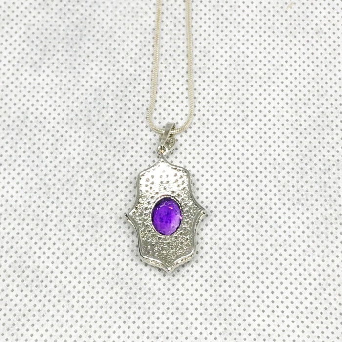 Amethyst Pendant, Engagement Pendent, Silver Amethyst Pendent, Woman Pendant, Pendant Necklace, Luxury Pendent, Oval Cut Stone Pendent | Save 33% - Rajasthan Living 7