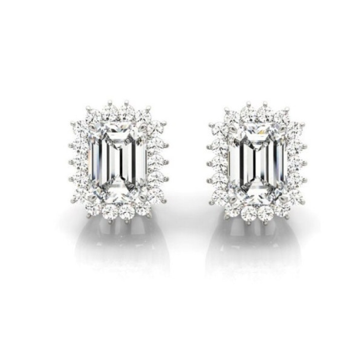 Diamond Studs Earrings, 925 Sterling Silver, Diamond Studs, Diamond Earrings, Earrings, Luxury Earrings, Asscher cut Earrings | Save 33% - Rajasthan Living 5