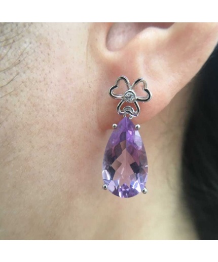 Natural Amethyst Drop Earrings, 925 Sterling SIlver Drop Earrings, Amethyst Earrings, Gold Earrings, Luxury Earrings, Pear Cut Earrings | Save 33% - Rajasthan Living 3