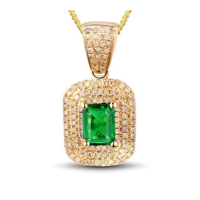 Natural Emerald Pendant, 14k Yellow Gold, Emerald Gold Pendent, Woman Pendant, Pendant Necklace, Luxury Pendent, Emerald Cut Pendent | Save 33% - Rajasthan Living 5