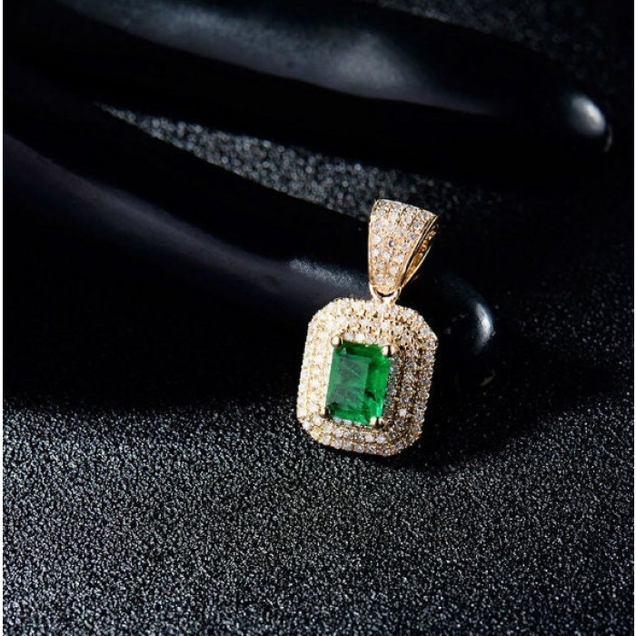 Natural Emerald Pendant, 14k Yellow Gold, Emerald Gold Pendent, Woman Pendant, Pendant Necklace, Luxury Pendent, Emerald Cut Pendent | Save 33% - Rajasthan Living 8