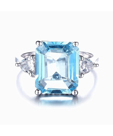 Natural Blue Topaz Ring, 925 Sterling Sliver, Topaz Engagement Ring, Topaz Ring, Wedding Ring, luxury Ring, soliture Ring, Radiant cut Ring | Save 33% - Rajasthan Living