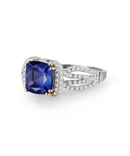 Natural Tanzanite Ring, 18k Solid White Gold Engagement Ring, Wedding Ring, Tanzanite Ring, luxury Ring, soliture Ring, Cushion cut Ring | Save 33% - Rajasthan Living 7