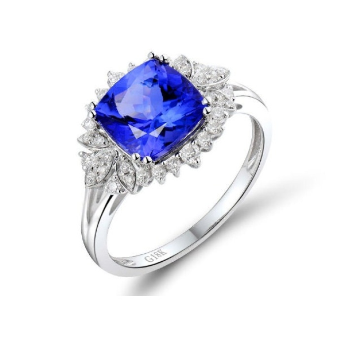 Natural Tanzanite Ring, 18k Solid White Gold Engagement Ring, Wedding Ring, Tanzanite Ring, luxury Ring, soliture Ring, Cushion cut Ring | Save 33% - Rajasthan Living 8