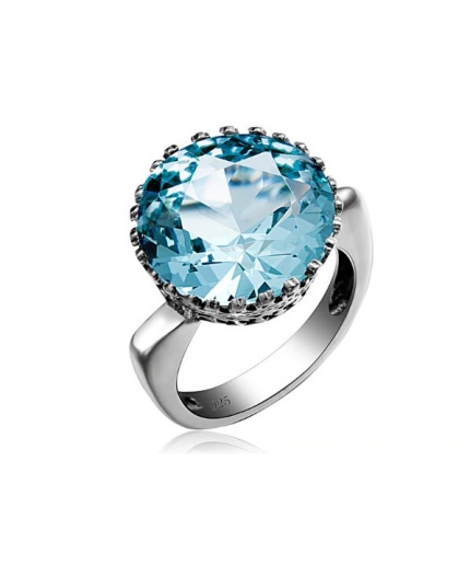 Aquamarine Woman Ring, Aquamarine Ring, 925 Sterling Silver Statement Ring, Engagement and Wedding Ring, Luxury Ring, Round Cut Ring | Save 33% - Rajasthan Living 3