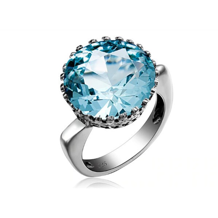 Aquamarine Woman Ring, Aquamarine Ring, 925 Sterling Silver Statement Ring, Engagement and Wedding Ring, Luxury Ring, Round Cut Ring | Save 33% - Rajasthan Living 6