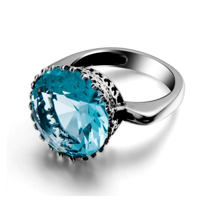 Aquamarine Woman Ring, Aquamarine Ring, 925 Sterling Silver Statement Ring, Engagement and Wedding Ring, Luxury Ring, Round Cut Ring | Save 33% - Rajasthan Living 7