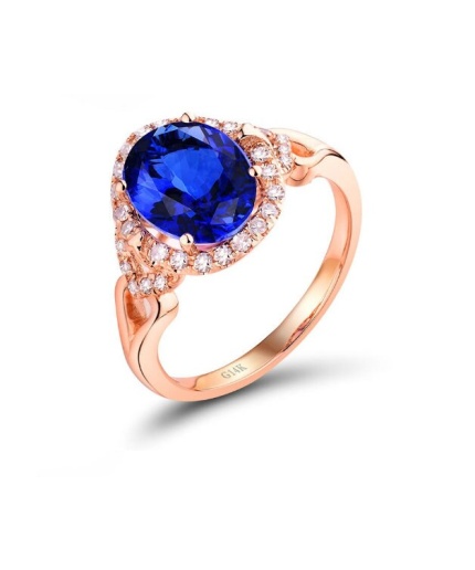 Natural Tanzanite Ring, 14k Solid Rose Gold Engagement Ring, Wedding Ring, Tanzanite Ring, luxury Ring, soliture Ring, Oval cut Ring | Save 33% - Rajasthan Living