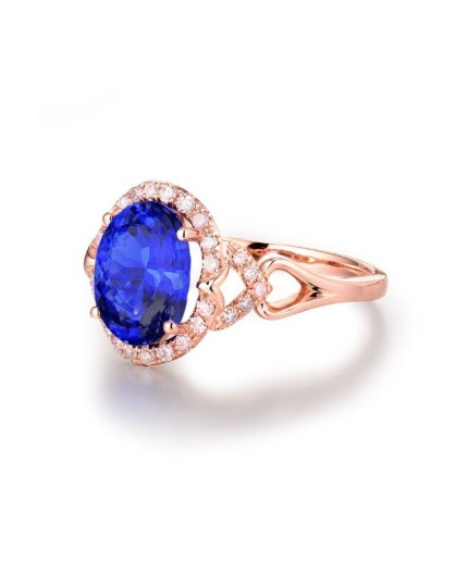 Natural Tanzanite Ring, 14k Solid Rose Gold Engagement Ring, Wedding Ring, Tanzanite Ring, luxury Ring, soliture Ring, Oval cut Ring | Save 33% - Rajasthan Living 3