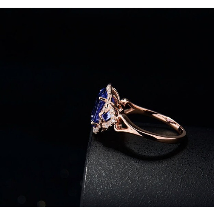 Natural Tanzanite Ring, 14k Solid Rose Gold Engagement Ring, Wedding Ring, Tanzanite Ring, luxury Ring, soliture Ring, Oval cut Ring | Save 33% - Rajasthan Living 9