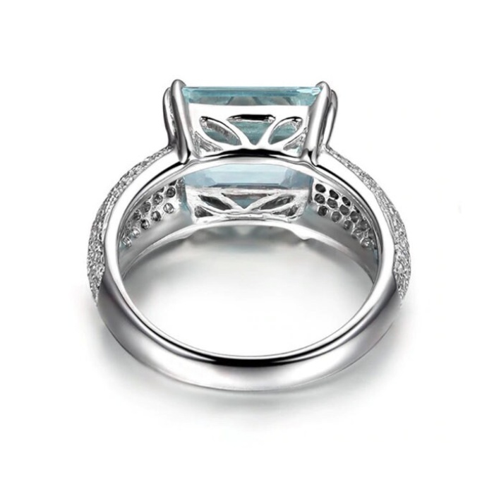 Natural Blue Topaz Ring, 925 Sterling Sliver, Topaz Engagement Ring, Topaz Ring, Wedding Ring, luxury Ring, soliture Ring, Emerald cut Ring | Save 33% - Rajasthan Living 9