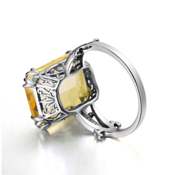 925 Sterling Silver Lab Citrine Ring, Woman Ring, Citrine Ring, Statement Ring, Engagement and Wedding Ring, Luxury Ring, Radiant Cut Ring | Save 33% - Rajasthan Living 9