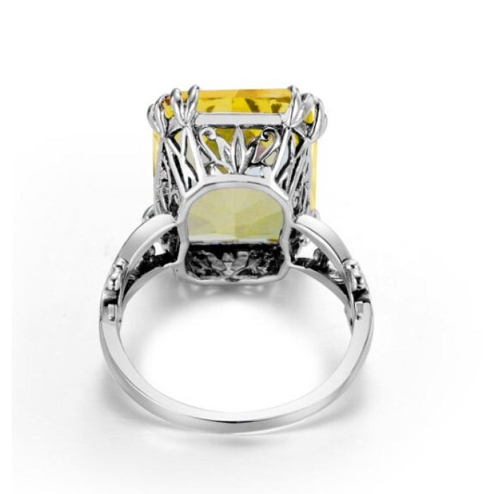 925 Sterling Silver Lab Citrine Ring, Woman Ring, Citrine Ring, Statement Ring, Engagement and Wedding Ring, Luxury Ring, Radiant Cut Ring | Save 33% - Rajasthan Living 8