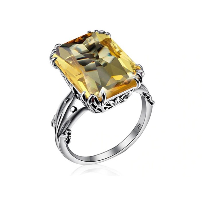 925 Sterling Silver Lab Citrine Ring, Woman Ring, Citrine Ring, Statement Ring, Engagement and Wedding Ring, Luxury Ring, Radiant Cut Ring | Save 33% - Rajasthan Living 7