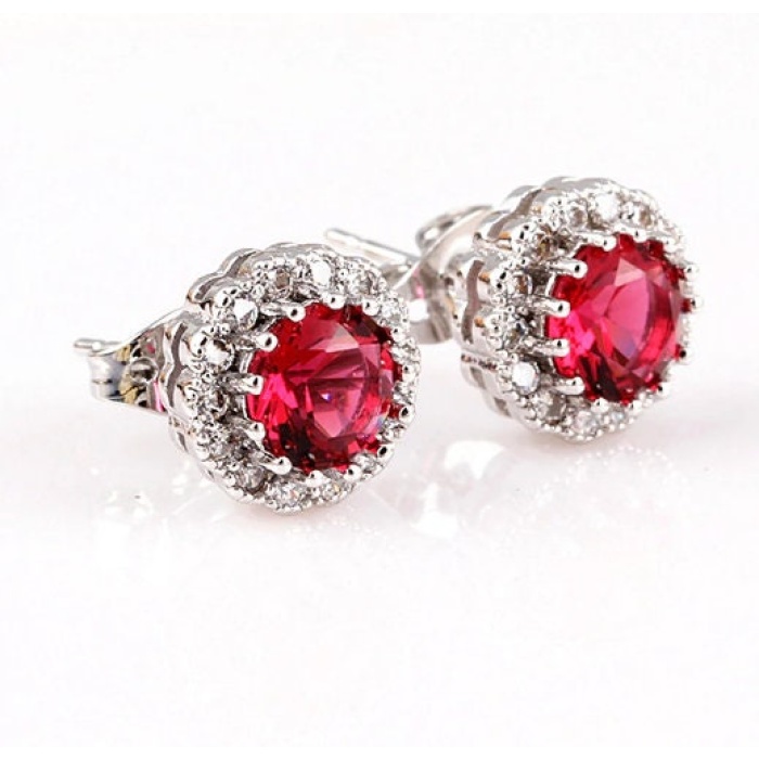 Ruby Studs Earrings, 925 Sterling Silver, Ruby Studs, Ruby Earrings, Ruby Luxury Earrings, Gift For Her, Ruby Round cut Earrings | Save 33% - Rajasthan Living 6