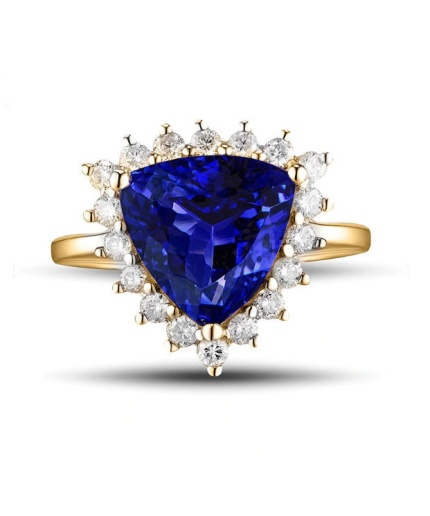 Natural Tanzanite Ring, 14k Solid yellow Gold Engagement Ring, Wedding Ring, Tanzanite Ring, luxury Ring, soliture Ring, Trillion cut Ring | Save 33% - Rajasthan Living 5