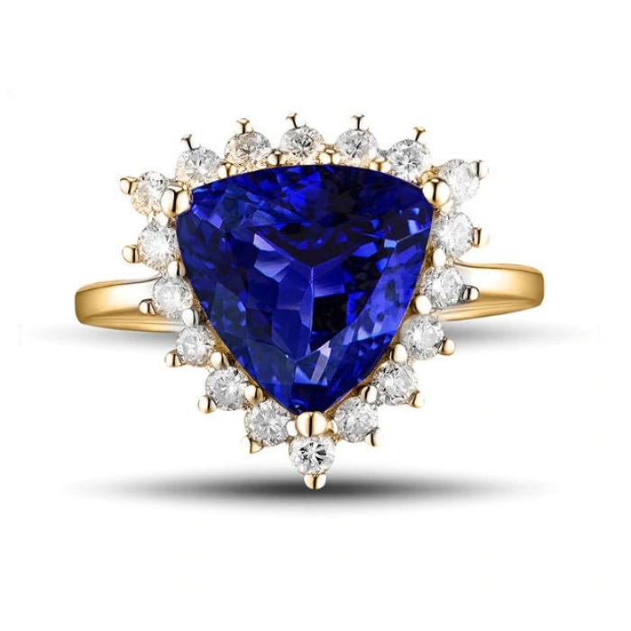 Natural Tanzanite Ring, 14k Solid yellow Gold Engagement Ring, Wedding Ring, Tanzanite Ring, luxury Ring, soliture Ring, Trillion cut Ring | Save 33% - Rajasthan Living 5