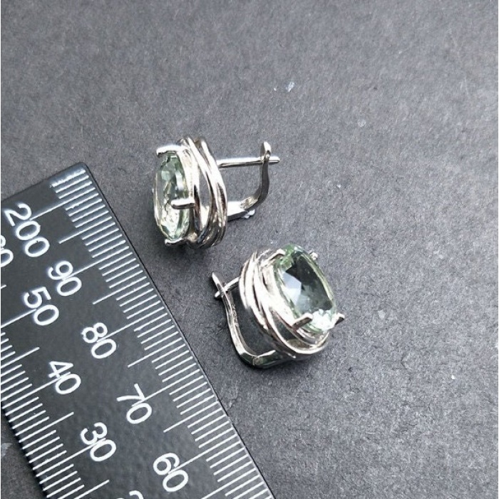 Natural Green Amethyst Drop Earrings, 925 Sterling Silver, Green Amethyst Earrings, Luxury Earrings, Green Amethyst Oval Earrings | Save 33% - Rajasthan Living 8