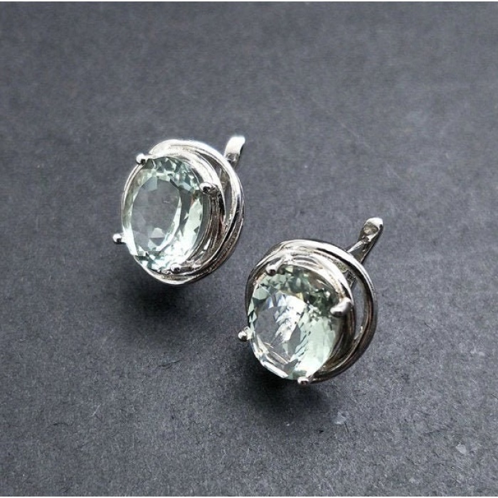 Natural Green Amethyst Drop Earrings, 925 Sterling Silver, Green Amethyst Earrings, Luxury Earrings, Green Amethyst Oval Earrings | Save 33% - Rajasthan Living 5