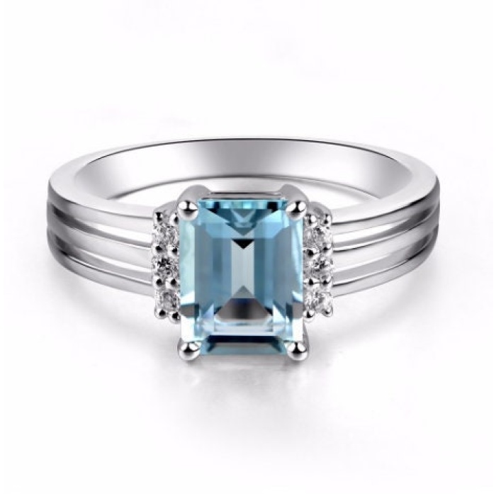 Natural Aquamarine Ring, 925 Sterling Silver, Aquamarine Ring, Engagement Ring, Wedding Ring, Luxury Ring, Ring/Band, Emerald Cut Ring | Save 33% - Rajasthan Living 7