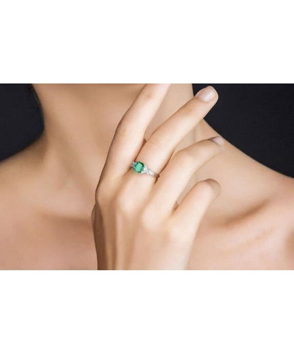 Emerald & Cubic Zirconia Woman Ring, 925 Sterling Silver, Emerald Ring, Statement Ring, Engagement and Wedding Ring, Emerald cut Ring | Save 33% - Rajasthan Living 3