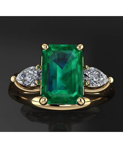 Emerald & Cubic Zirconia Woman Ring, 925 Sterling Silver, Emerald Ring, Statement Ring, Engagement and Wedding Ring, Emerald cut Ring | Save 33% - Rajasthan Living