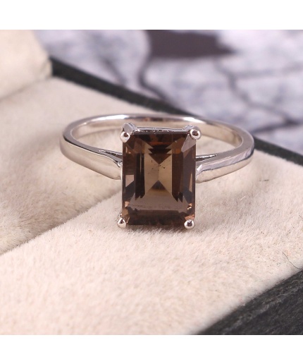 Natural Smoky Ring, 925 Sterling Sliver, Smoky Ring, Smoky Engagement Ring, Wedding Ring, luxury Ring, Emerald Cut Ring | Save 33% - Rajasthan Living 3