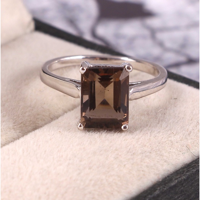 Natural Smoky Ring, 925 Sterling Sliver, Smoky Ring, Smoky Engagement Ring, Wedding Ring, luxury Ring, Emerald Cut Ring | Save 33% - Rajasthan Living 6