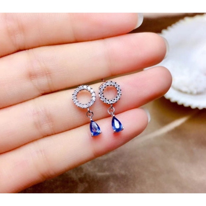 Buy 2.50ct Pear Cut Blue Sapphire Drop Dangle Earring for Women 14k White  Gold Finish, 925 Sterling Silver, Drop Dangle Earring, Drop Earring Online  in India - Etsy