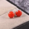 Natural Coral Studs Earrings, Coral Earrings, 925 Silver Earrings, Victorian Earrings, Bridesmaid Gift, Engagement Studs, Round Cut Studs | Save 33% - Rajasthan Living 7