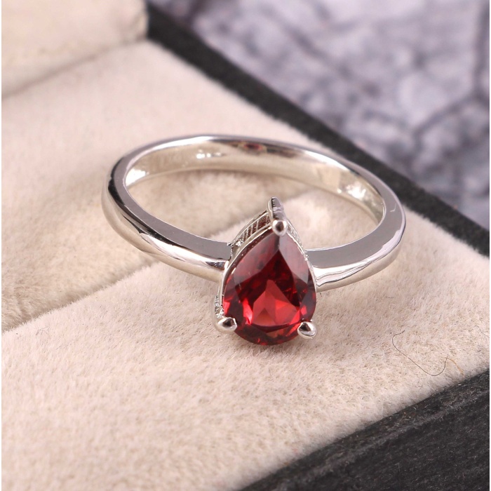 Natural Garnet Ring, 925 Sterling Sliver, Garnet Ring, Garnet Engagement Ring, Wedding Ring, luxury Ring, Ring/Band, Pear cut Ring | Save 33% - Rajasthan Living 5