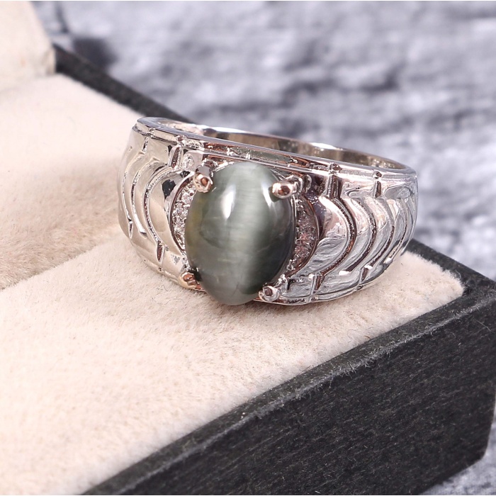 Natural Cats eye Ring, 925 Sterling Silver, Cats Eye Engagement Ring, Wedding Ring, Luxury Ring, Ring/Band, Oval Cabochon Ring | Save 33% - Rajasthan Living 6