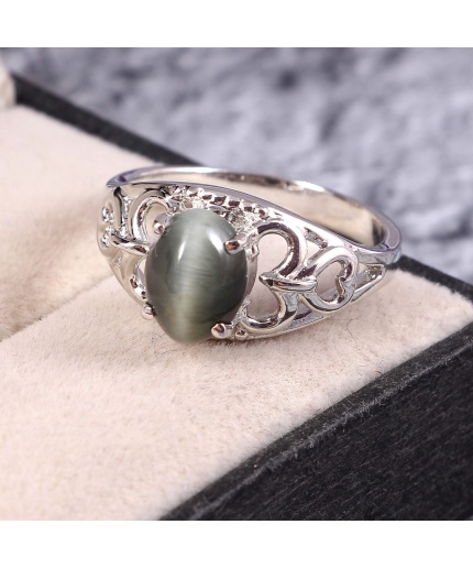 Natural Cats eye Ring, 925 Sterling Silver, Cats Eye Engagement Ring, Wedding Ring, Luxury Ring, Ring/Band, Oval Cabochon Ring | Save 33% - Rajasthan Living 3