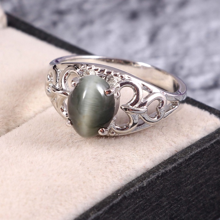 Natural Cats eye Ring, 925 Sterling Silver, Cats Eye Engagement Ring, Wedding Ring, Luxury Ring, Ring/Band, Oval Cabochon Ring | Save 33% - Rajasthan Living 6