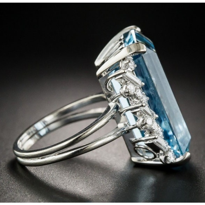 Aquamarine Woman Ring, Aquamarine Ring, 925 Sterling Silver Statement Ring, Engagement and Wedding Ring, Luxury Ring, Emerald Cut Ring | Save 33% - Rajasthan Living 7