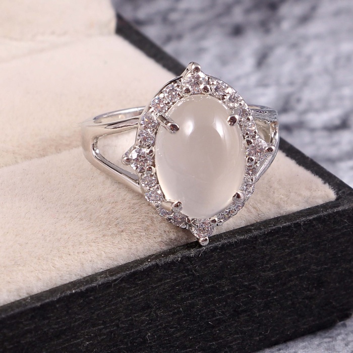 Natural Moonstone Ring, 925 Sterling Silver, Moonstone Engagement Ring, Wedding Ring, Luxury Ring, Ring/Band, Oval Cabution Ring | Save 33% - Rajasthan Living 6