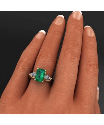 Emerald & Cubic Zirconia Woman Ring, 925 Sterling Silver, Emerald Ring, Statement Ring, Engagement and Wedding Ring, Emerald cut Ring | Save 33% - Rajasthan Living 3