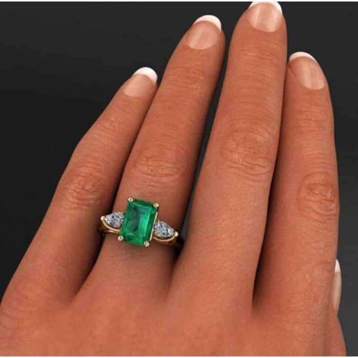 Emerald & Cubic Zirconia Woman Ring, 925 Sterling Silver, Emerald Ring, Statement Ring, Engagement and Wedding Ring, Emerald cut Ring | Save 33% - Rajasthan Living 6